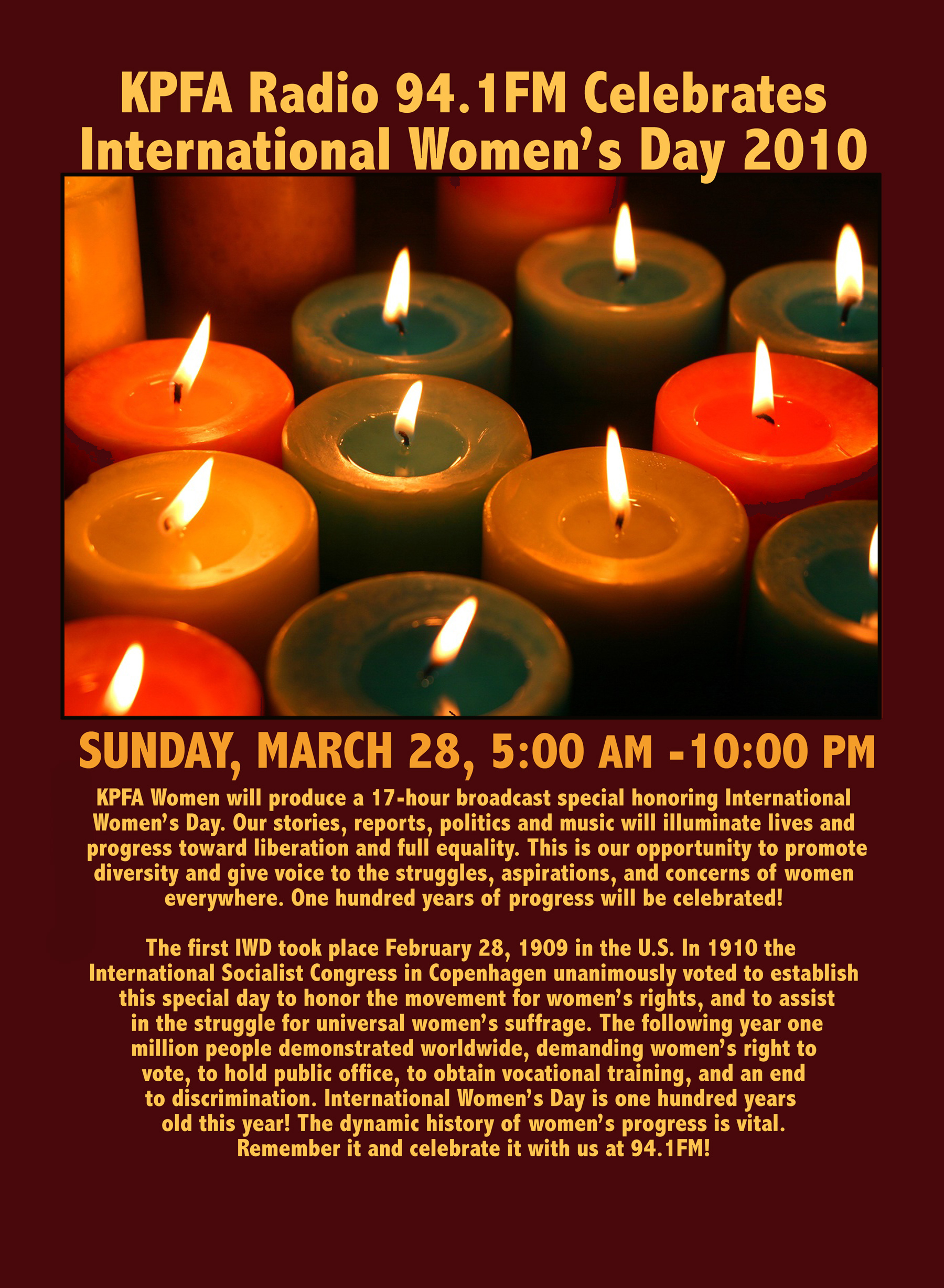 KPFA Celebrates International Womens Day 2010 - Bob Baldock